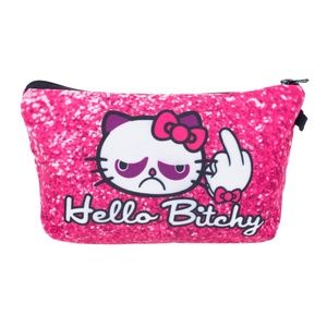 Hello Bitchy Kitty Make Up Bag Cosmetic Organizer